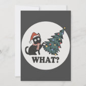 Invitation Chat Noir Arbre de Noël Santa Chapeau Amusant Quel (Devant)
