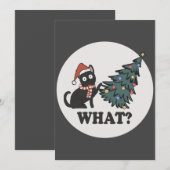 Invitation Chat Noir Arbre de Noël Santa Chapeau Amusant Quel (Devant / Derrière)