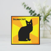 Invitation Chat noir aux yeux brillants - (Debout devant)