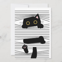 Chat Noir Caché Mignon Drôle Minimaliste Amour Des