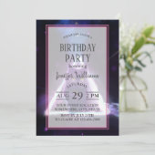 Invitation Chat noir dans le triangle hipster néon bleu (Debout devant)