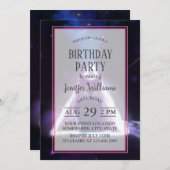 Invitation Chat noir dans le triangle hipster néon bleu (Devant / Derrière)