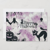 Invitation Chat noir de fête d'Halloween Diable Citrouille Ch (Devant)