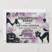 Invitation Chat noir de fête d'Halloween Diable Citrouille Ch (Dos)