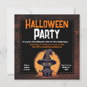 Invitation Chat noir de la fête d'Halloween (Devant)