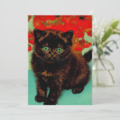 Invitation Chat noir de Van Gogh Fleurs rouges (Debout devant)