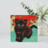 Invitation Chat noir de Van Gogh Fleurs rouges (Debout devant)