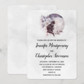 Invitation Chat noir devant un mariage sous la pleine lune (Devant / Derrière)