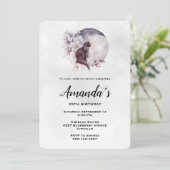 Invitation Chat noir devant une Pleine lune magique Anniversa (Debout devant)