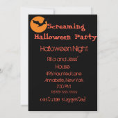 Invitation Chat noir d'Halloween sur le Citrouille orange bri (Dos)