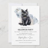 Invitation Chat noir éffrayant | Cute Witchy Halloween Party (Devant)