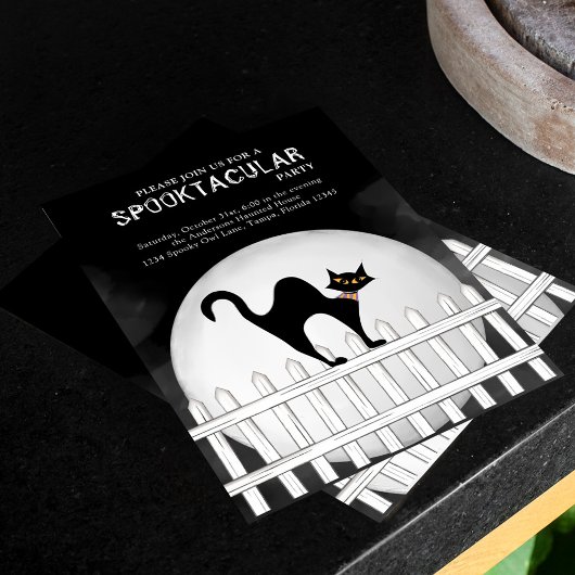 Invitation Chat noir Éffrayant Halloween Spooktacular