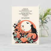 Invitation Chat noir en Citrouille Patch Halloween (Debout devant)