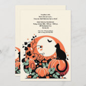 Invitation Chat noir en Citrouille Patch Halloween (Devant / Derrière)