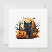 Invitation Chat noir entouré de citrouilles (Dos)