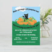 Invitation Chat noir et citrouille tombent (Debout devant)