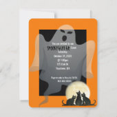 Invitation Chat noir et fête d'Halloween Citrouille (Dos)