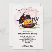 Invitation Chat noir et Jack o' Lantern Halloween (Devant)
