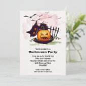 Invitation Chat noir et Jack o' Lantern Halloween (Debout devant)