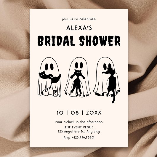 Invitation Chat noir fantôme drôle douche de mariée