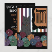 Invitation Chat noir Halloween (Devant / Derrière)