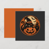 Invitation Chat noir Halloween (Devant / Derrière)
