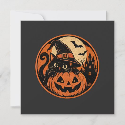 Invitation Chat noir Halloween (Devant)