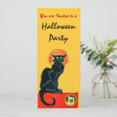 Invitation CHAT NOIR HALLOWEEN PARTI MONOGRAM or (Debout devant)