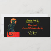 Invitation CHAT NOIR HALLOWEEN PARTI MONOGRAM or (Dos)
