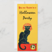 Invitation CHAT NOIR HALLOWEEN PARTI MONOGRAM or (Devant)