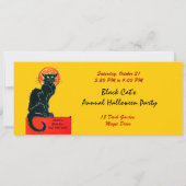 Invitation CHAT NOIR HALLOWEEN PARTI MONOGRAM or (Dos)