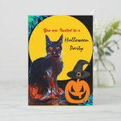 INVITATION CHAT NOIR HALLOWEEN PARTY (Debout devant)