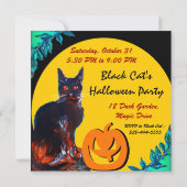 INVITATION CHAT NOIR HALLOWEEN PARTY, JAUNE (Dos)