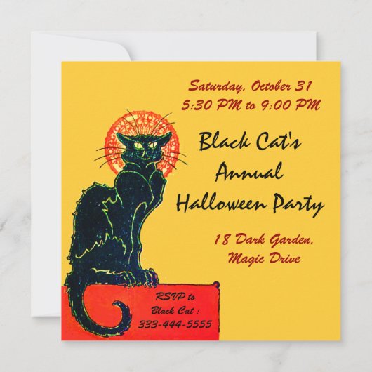 INVITATION CHAT NOIR HALLOWEEN PARTY MONOGRAM (Dos)