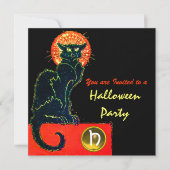 INVITATION CHAT NOIR HALLOWEEN PARTY MONOGRAM (Devant)