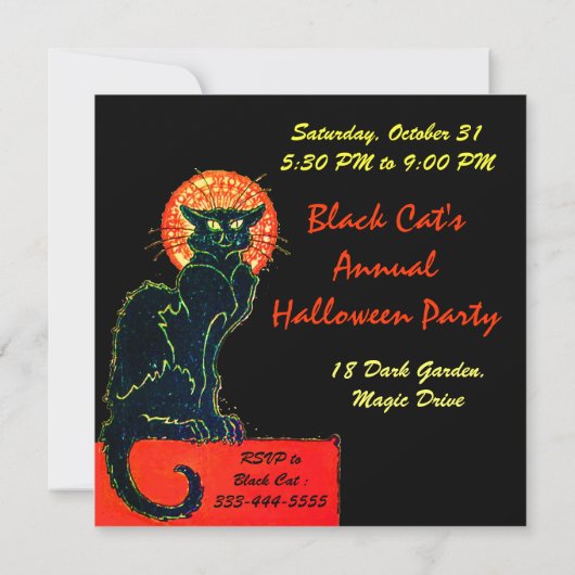 INVITATION CHAT NOIR HALLOWEEN PARTY MONOGRAM (Dos)