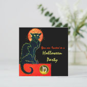 INVITATION CHAT NOIR HALLOWEEN PARTY MONOGRAM (Debout devant)