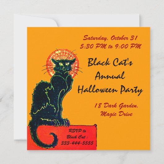 INVITATION CHAT NOIR HALLOWEEN PARTY MONOGRAM (Dos)