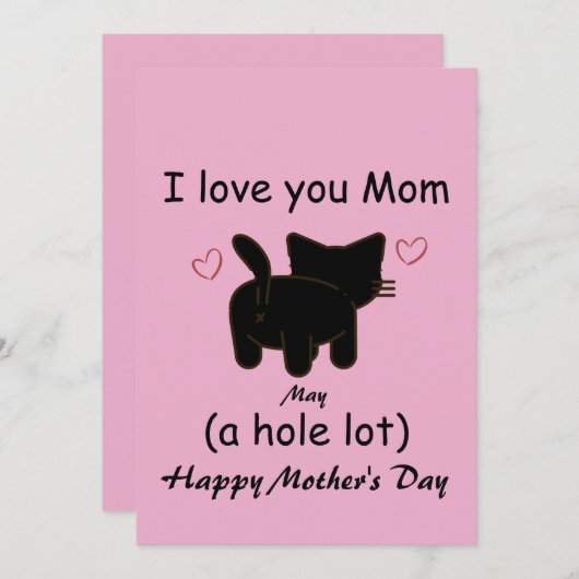 Invitation Chat noir Je t'aime maman beaucoup  (Devant / Derrière)