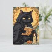 Invitation Chat noir lisant le journal Jack o lantern (Debout devant)