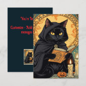 Invitation Chat noir lisant le journal Jack o lantern (Devant / Derrière)