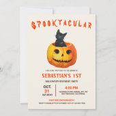 Invitation Chat noir mignon Halloween Anniversaire (Devant)