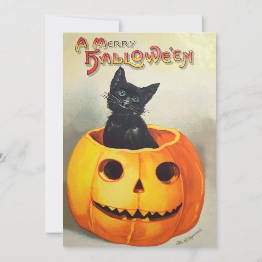 Invitation Chat noir mignon Halloween Anniversaire (Dos)
