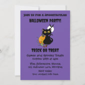 Invitation Chat noir mignon violet Halloween Citrouille (Devant)