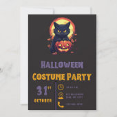 Invitation Chat noir moderne et chat Jack-O' Lanterne Hallowe (Devant)