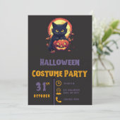 Invitation Chat noir moderne et chat Jack-O' Lanterne Hallowe (Debout devant)