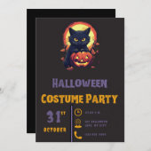 Invitation Chat noir moderne et chat Jack-O' Lanterne Hallowe (Devant / Derrière)