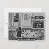 Invitation Chat noir, Oiseau disparu, Fête d'Halloween en mal (Devant)