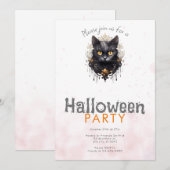 Invitation Chat noir royal strass soirée Halloween (Devant / Derrière)