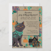 Invitation Chat noir Whimsical Rustique Neutral Vert Hallowee (Devant)